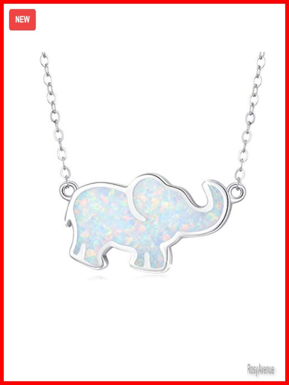 Sterling Silver Opal Elephant Pendant Necklace Lucky Gift